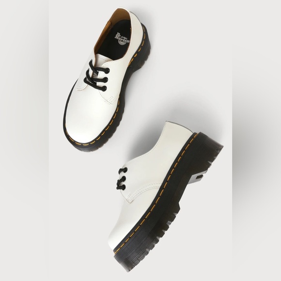 Dr. Martens Shoes - Dr. Martens 1461 Quad White Smooth Leather Platform Shoes Women’s Size 6